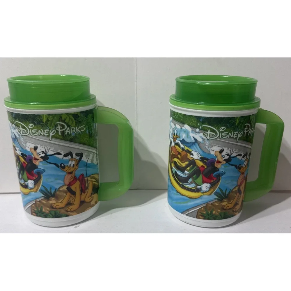 Disney Parks Rapid Refill Whirley Drink Works Green Reusable Travel Cup Mug 2 Pc
